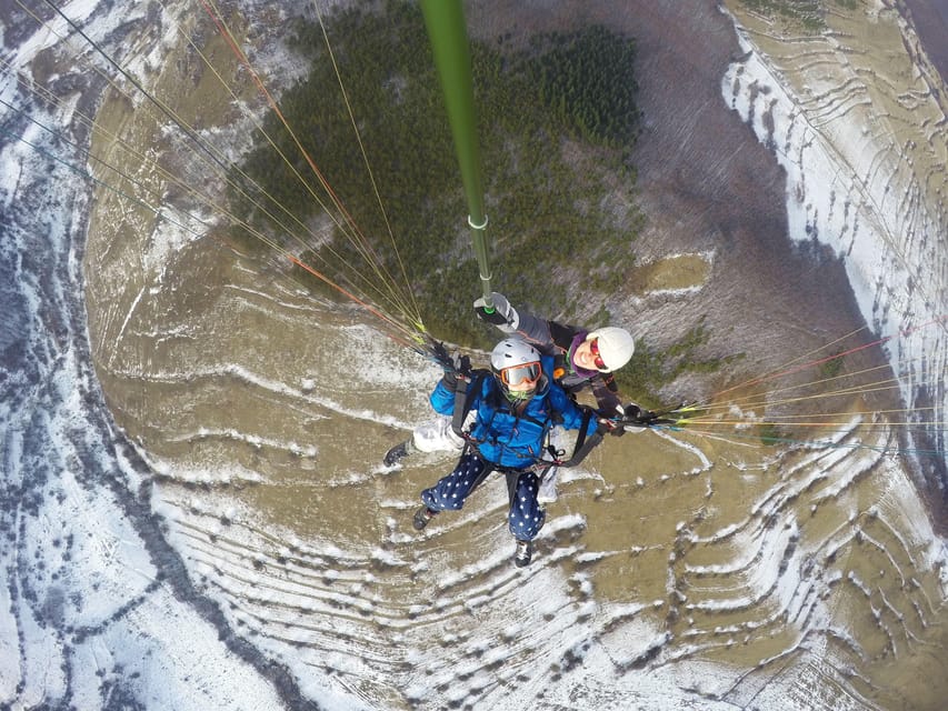 Brasov (:) Tandem Paragliding Experience - Takeoff and Time in the Air: Mountains, Valleys, and the Calm Thiller Moment