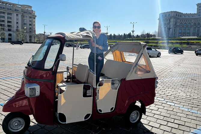 Bucharest Tuk Tuk city tour - University Square: theaters, the big hotel, and a classic city start