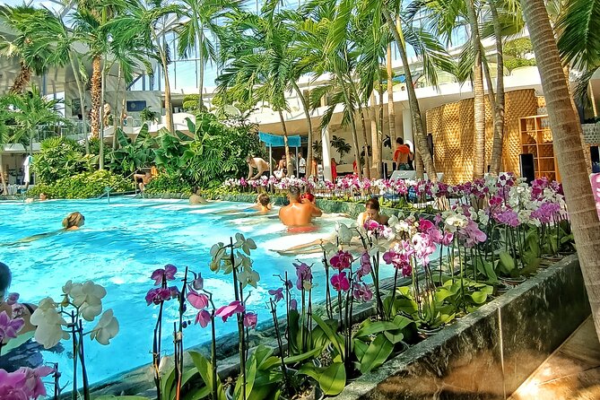 Therme Bucharest Tickets and Water Theme Park - PALM is the tropical reset, from heated pools to a sand beach