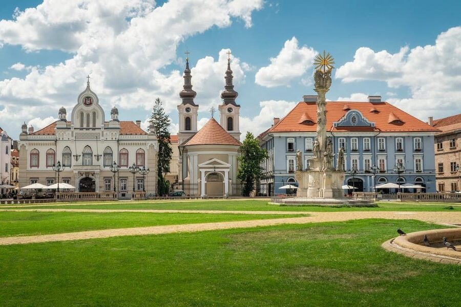 Timișoara Highlights - Walking Tour - Liberty Square: Ottoman-period feel and the city’s language mix